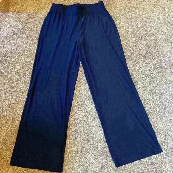 H by Halston women’s navy blue pull on wide leg pant. Size medium. - Picture 2 of 6
